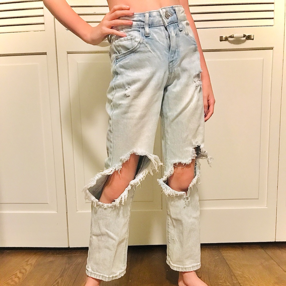 Girls Art Class ripped jeans denim size 7, adjustable waist
